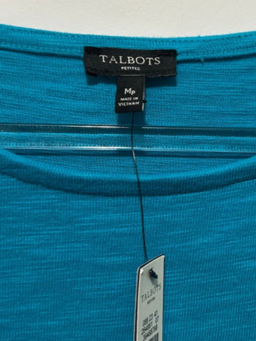 Talbots Turquoise blue, 3/4 sleeve knee-length shirt dress Size M Petite NWT
